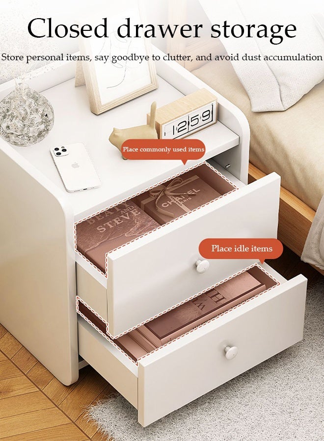 Spides Double Tier Nightstands White Simple Bedside End Table Home Bedroom Crevice Bedside Table Modern Side Accent Table Mini Storage Side Table End Table Small Space Corner Table Storage Cabinet for Bedroom, Living Room - Image 4