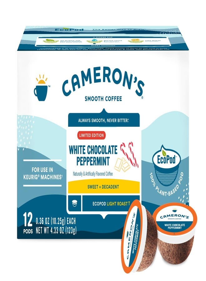 Cameron's Coffee Holiday Single Serve Pods, Flavored, White Chocolate Peppermint, 12 Count (Pack of 1) - Image 1