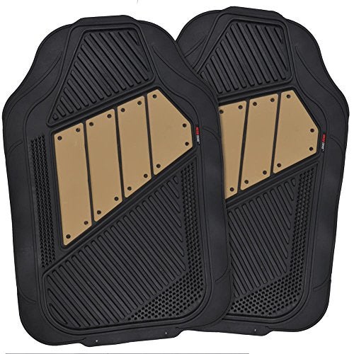 BDK أغطية مقاعد السيارة BDK PolyPro باللون الأسود والبيج مجموعة كاملة مع حصائر أرضية مطاطية مرنة لجميع الأحوال الجوية من موتور تريند - أغطية مقاعد مقسمة أمامية وخلفية للسيارات وحصائر مطابقة لداخل السيارة - Image 3