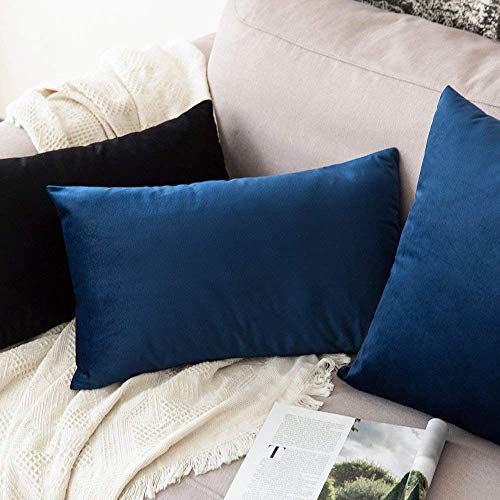 Khooti Rectangular Velvet Cushion Cover, 12x24 | Blue | Pack of 2 | Solid Plain Soft & Smooth, Decorative Cushion Covers for Living Room, Bedroom, Couches, Chairs, Sofas, Beds & Home Decor - Image 3