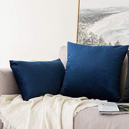 Khooti Rectangular Velvet Cushion Cover, 12x24 | Blue | Pack of 2 | Solid Plain Soft & Smooth, Decorative Cushion Covers for Living Room, Bedroom, Couches, Chairs, Sofas, Beds & Home Decor - Image 2