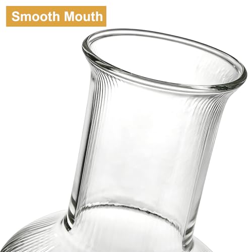 Bekith 2 Set 25 OZ Bedside Night Water Carafe with Tumbler Glass, Vertical Stripes Clear Glass Carafe for Bedroom Guest Room Nightstand, Mouthwash Decanter for Bathroom, Water Pitcher Set (4-Piece) - Image 3