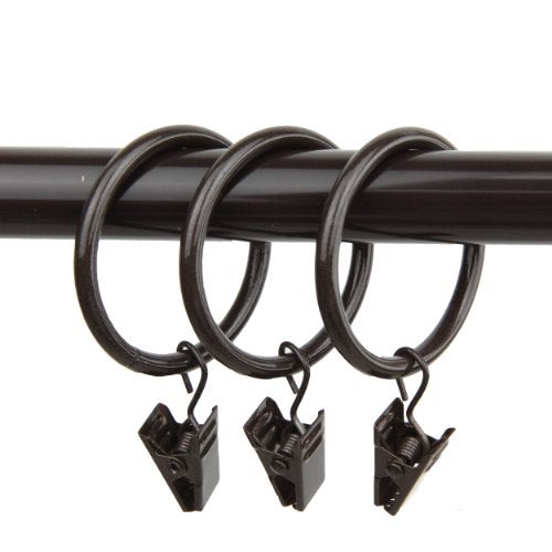 Rod Desyne 10 Count 1-3/8-Inch Curtain Rings with Clip for Windows, Cocoa - Image 1