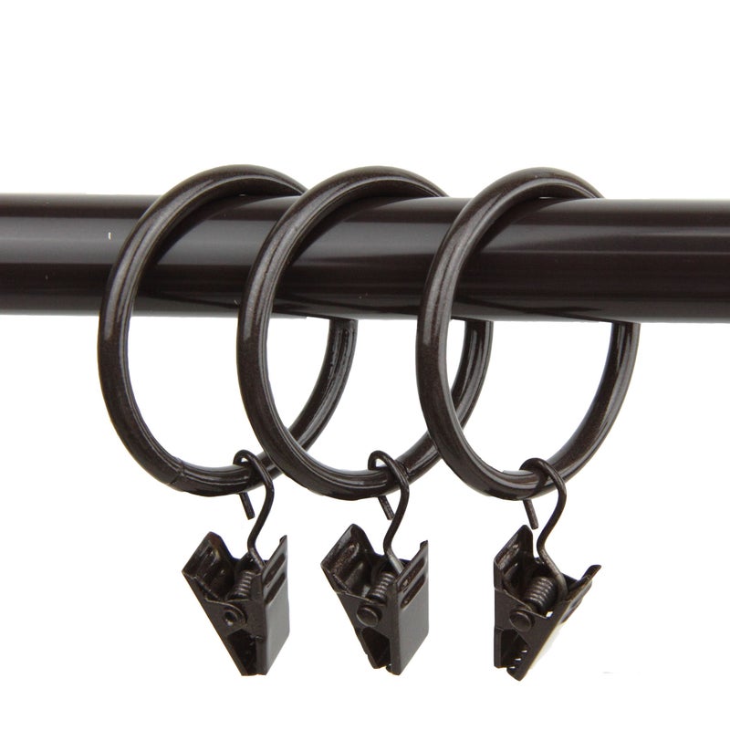 Rod Desyne 10 Count 1-3/8-Inch Curtain Rings with Clip for Windows, Cocoa - Image 4