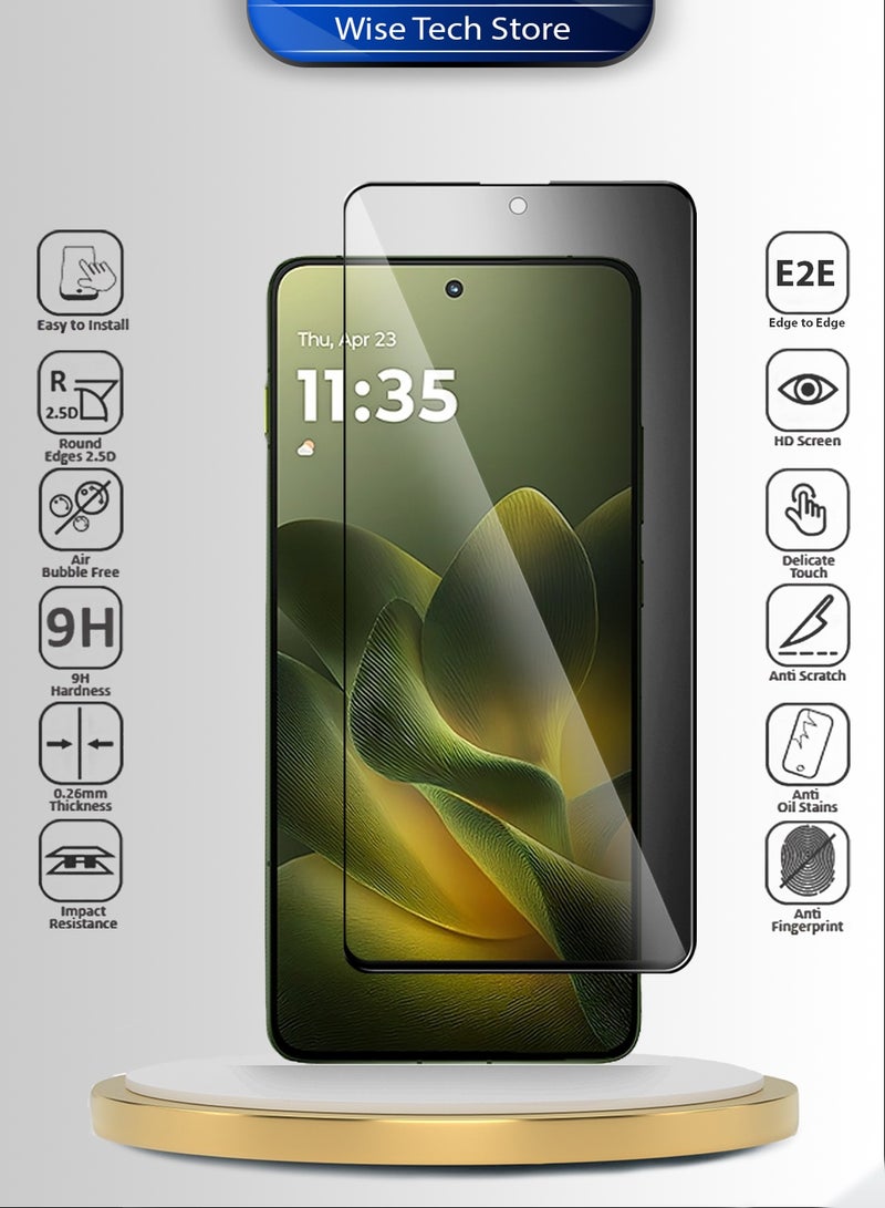 Wtech Motorola Edge 70 5G 2025 Premium E2E Series Privacy Full Glue Full Cover Tempered Glass Screen Protector (MSGECP) - Clear/Black - Image 2