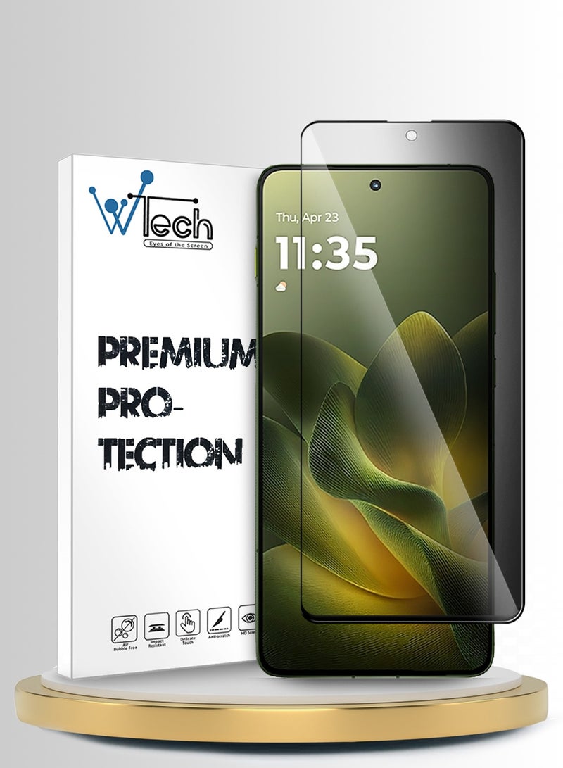 Wtech Motorola Edge 70 5G 2025 Premium E2E Series Privacy Full Glue Full Cover Tempered Glass Screen Protector (MSGECP) - Clear/Black - Image 1