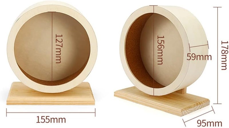 Neostyle Hamster Exercise Wheel,Silent Wooden Small Pets Exercise Wheel,Gerbil Wheel,Running Spinner Wheel Play Toy for Rat Gerbil Mice Chinchillas Hedgehogs Guinea Pigs (S, Wooden) - Image 3