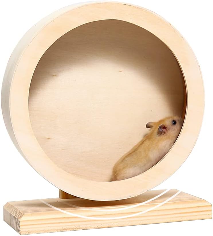 Neostyle Hamster Exercise Wheel,Silent Wooden Small Pets Exercise Wheel,Gerbil Wheel,Running Spinner Wheel Play Toy for Rat Gerbil Mice Chinchillas Hedgehogs Guinea Pigs (S, Wooden) - Image 1