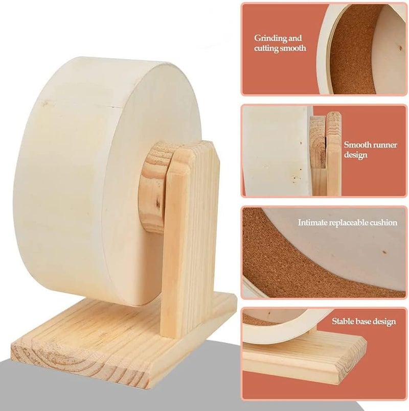 Neostyle Hamster Exercise Wheel,Silent Wooden Small Pets Exercise Wheel,Gerbil Wheel,Running Spinner Wheel Play Toy for Rat Gerbil Mice Chinchillas Hedgehogs Guinea Pigs (S, Wooden) - Image 4