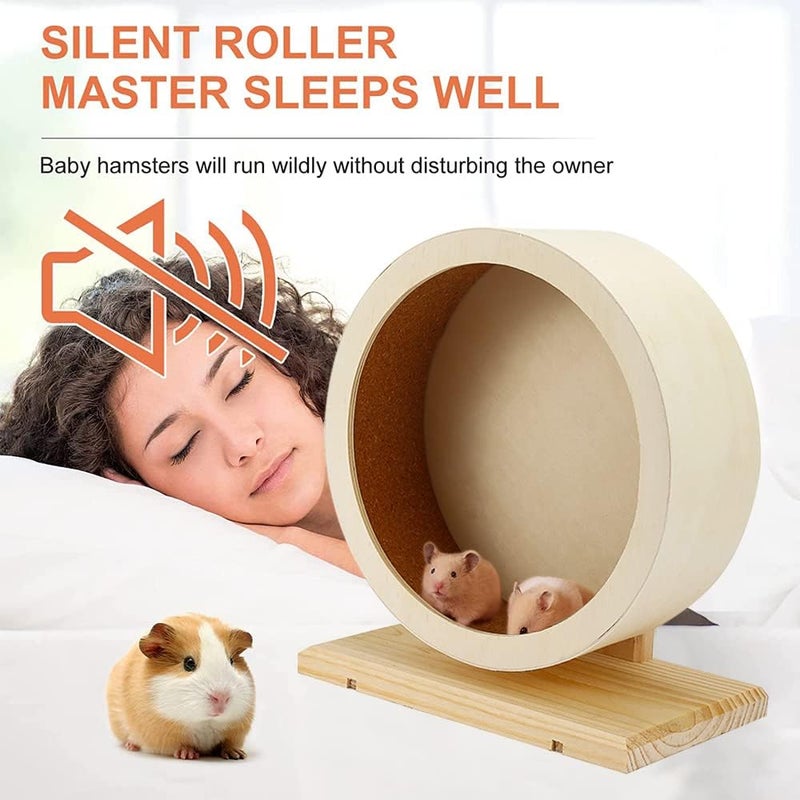 Neostyle Hamster Exercise Wheel,Silent Wooden Small Pets Exercise Wheel,Gerbil Wheel,Running Spinner Wheel Play Toy for Rat Gerbil Mice Chinchillas Hedgehogs Guinea Pigs (S, Wooden) - Image 5