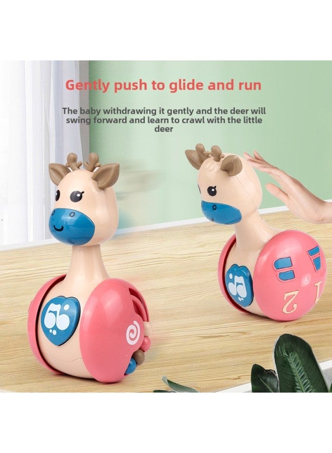 Sliding Fawn Tumbler Baby Soothing Puzzle Early Education 0-3 Years Old Baby Crawling Guide Enlightenment Children's Toys-Color:Pink Deer Sliding Tumbler  - Image 5