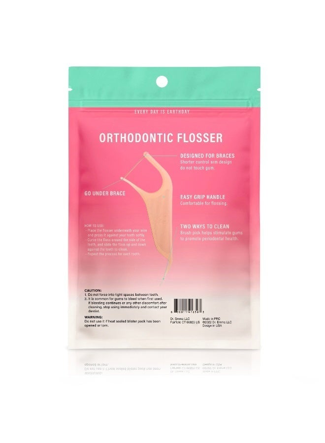 Dr.Emma 60 PCS Mint Flavor Double Heads Interdental Brushes Disposable Teeth Floss Picks Soft Bristles Oral Cleaning Sticks for Plaque Food Debris Removal Travel Home Orthodontic Use - Image 2