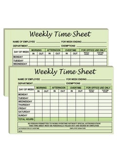 Employee Weekly Time Sheets Weekly Format 2 Part Carbonless 5.5 X 8.26 Inch - Daily Time Sheet Log Book Weekly Format 100 Sets