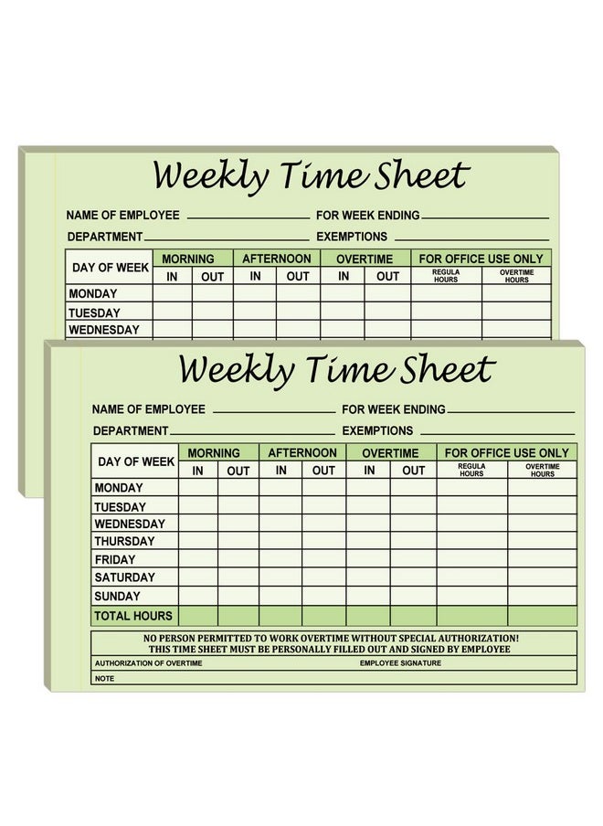 Pop Resin Employee Weekly Time Sheets Weekly Format 2 Part Carbonless 5.5 X 8.26 Inch - Daily Time Sheet Log Book Weekly Format 100 Sets  - Image 1