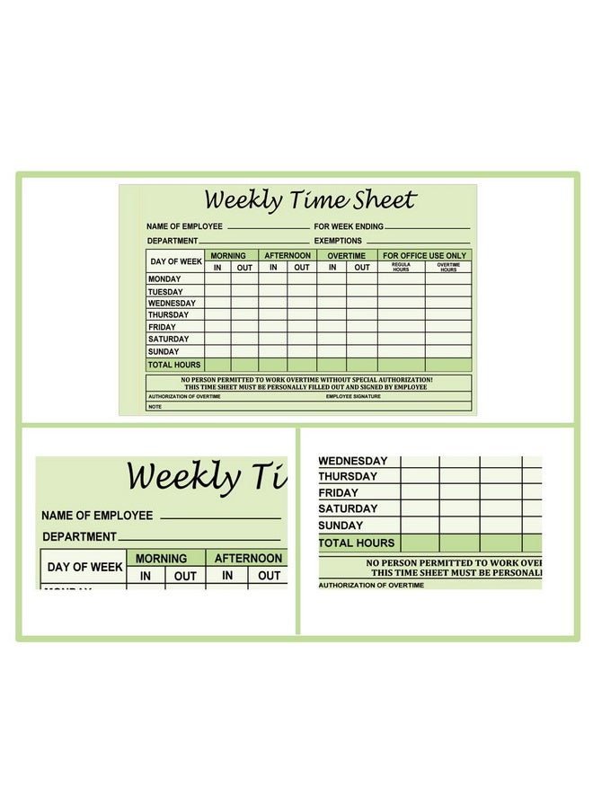 Pop Resin Employee Weekly Time Sheets Weekly Format 2 Part Carbonless 5.5 X 8.26 Inch - Daily Time Sheet Log Book Weekly Format 100 Sets  - Image 3