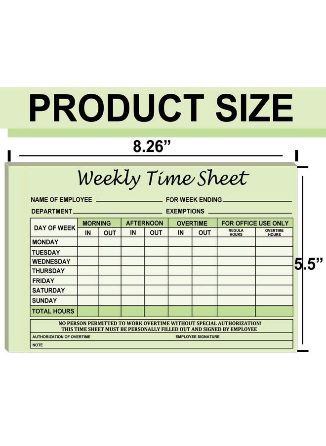 Pop Resin Employee Weekly Time Sheets Weekly Format 2 Part Carbonless 5.5 X 8.26 Inch - Daily Time Sheet Log Book Weekly Format 100 Sets  - Image 2