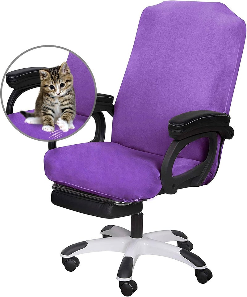 SARAFLORA Office Chair Cover - Large, Light Purple, Removable With Zipper for Universal Rotating Desk Chair - High Seat Washable Protector for Pet - Image 2