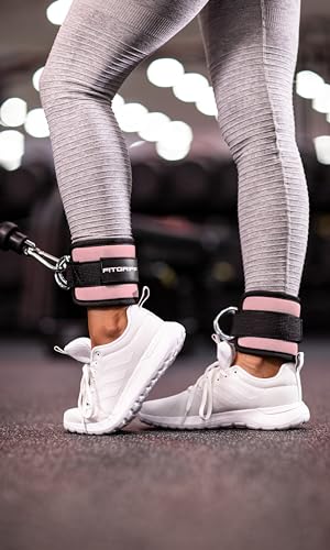 Fitgriff® Ankle Straps V1 for Cable Machine (2 Pieces) - Gym Workout Equipment - Leg Pulley Attachment, Kickback Straps (Blush Pink) - Image 2