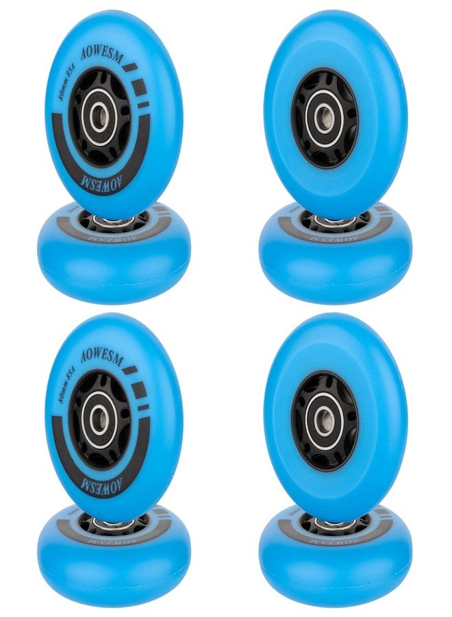 AOWESM Inline Skate Wheels 80mm 76mm 72mm 85a Outdoor Indoor Black Blue Red Roller Hockey Blades Replacement Wheels w/Bearings ABEC-9 and Floating Spacers (8-Pack) (Blue, 72mm) - Image 2