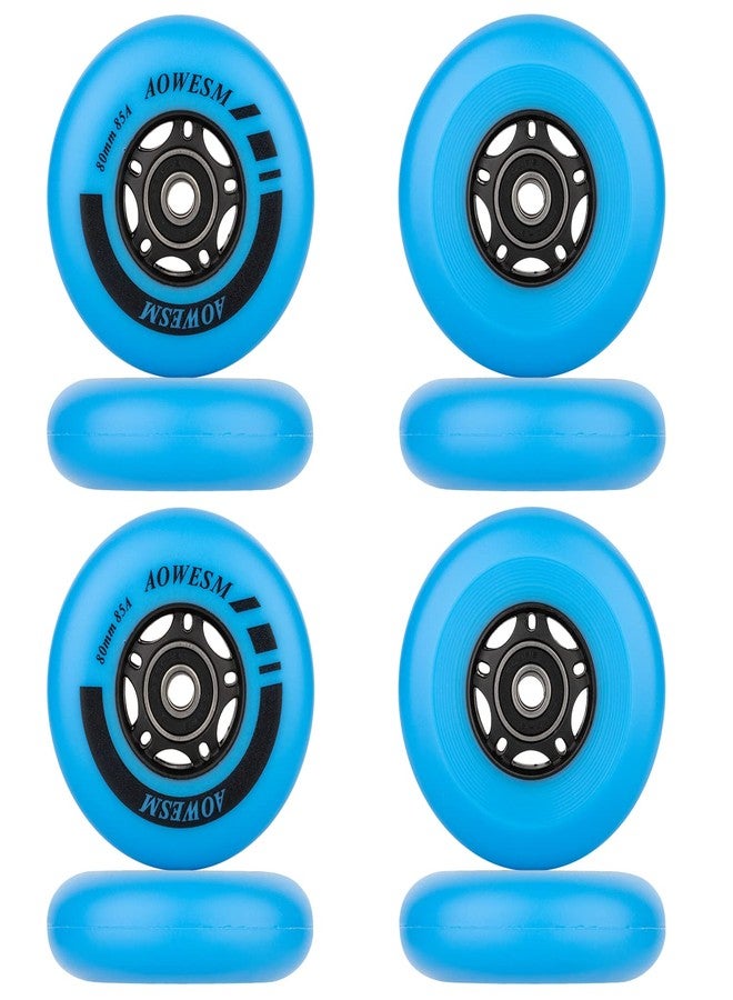 AOWESM Inline Skate Wheels 80mm 76mm 72mm 85a Outdoor Indoor Black Blue Red Roller Hockey Blades Replacement Wheels w/Bearings ABEC-9 and Floating Spacers (8-Pack) (Blue, 72mm) - Image 3