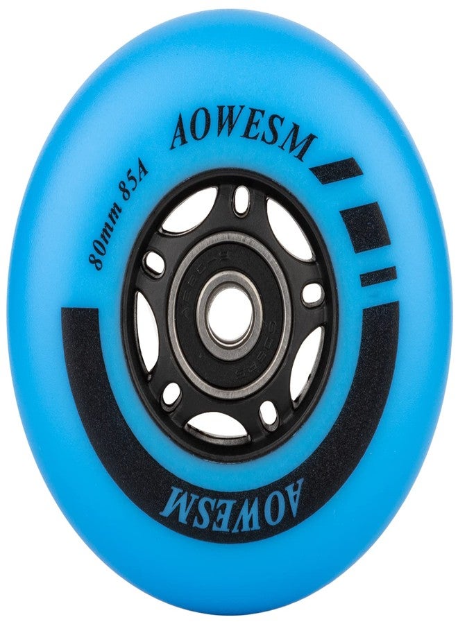 AOWESM Inline Skate Wheels 80mm 76mm 72mm 85a Outdoor Indoor Black Blue Red Roller Hockey Blades Replacement Wheels w/Bearings ABEC-9 and Floating Spacers (8-Pack) (Blue, 72mm) - Image 5