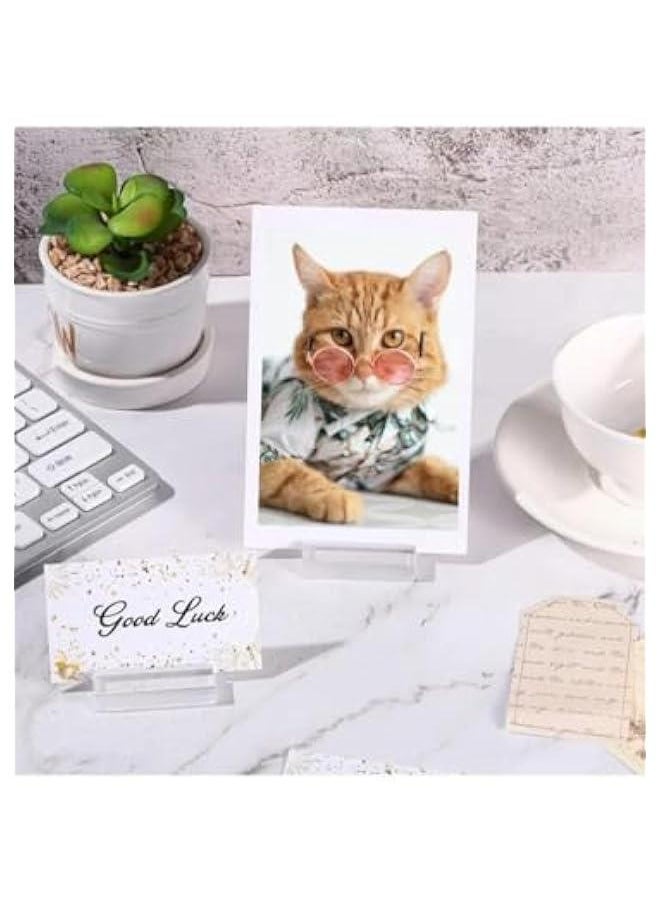 HOOKOR Acrylic Stand, Card Holder Desk Number, Holds 1.2 Inch Card Holder Clear Card Display Holder for Dining Table Shop Office Wedding Photo Painting Business Card Holder (c2)  - Image 2