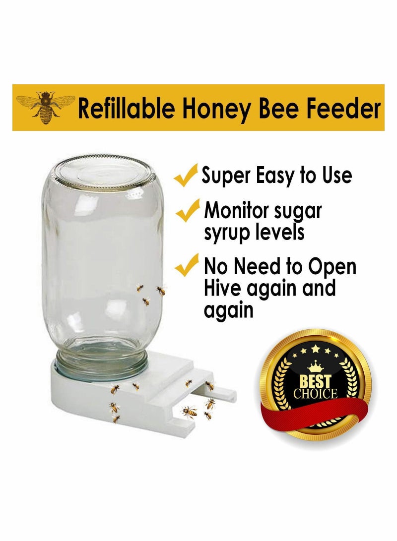 KASTWAVE 4 Pack Bee Feeders Easy-to-Install Beekeeping Beehive Equipment Perforated Lid Fits Mason and Plastic Jars Water and Sugar Syrup Entry Feeder or Top Dispenser Beekeeping - Image 2