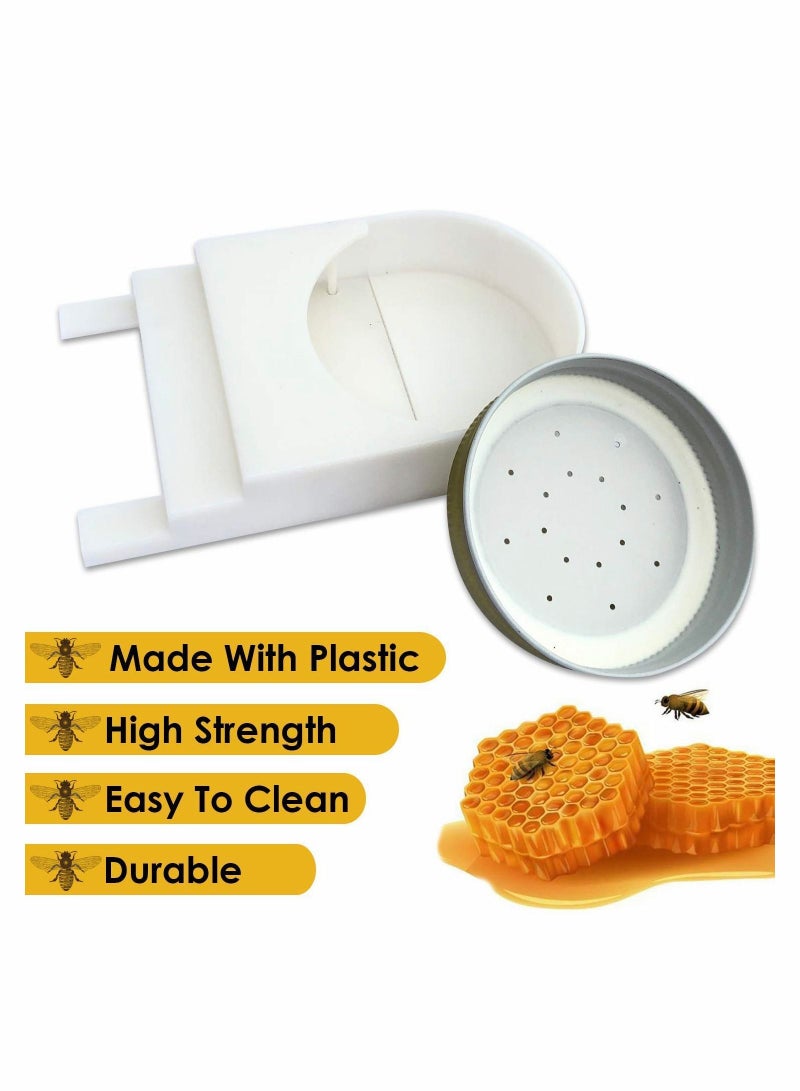 KASTWAVE 4 Pack Bee Feeders Easy-to-Install Beekeeping Beehive Equipment Perforated Lid Fits Mason and Plastic Jars Water and Sugar Syrup Entry Feeder or Top Dispenser Beekeeping - Image 3