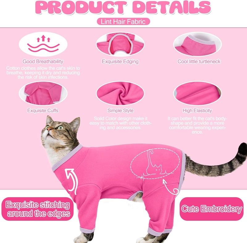 ADNIKIA Cat Pajamas for Cats Only, Sticky Hair Cat Clothes, Sphynx Hairless Cats Sweater, Recovery Suit After Surgery, Prevent Lost Hair Kitten Onesie Shirts Costumes Outfits for Pet - Image 3