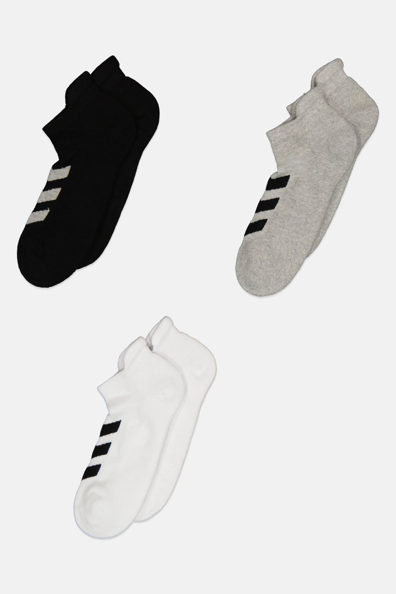 TapouT Men 3 Pairs Textured Ankle Socks, Multicolor - Image 2