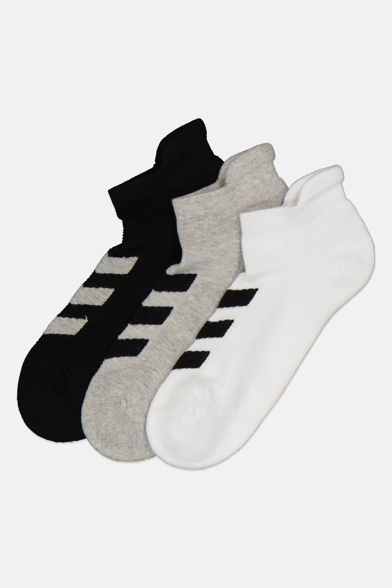 TapouT Men 3 Pairs Textured Ankle Socks, Multicolor - Image 1