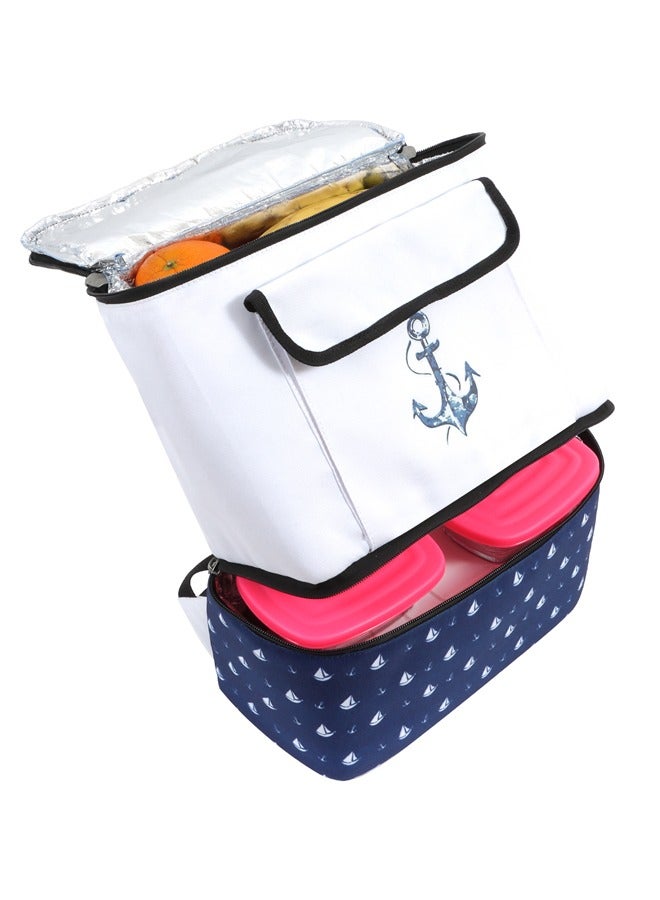 Anemoss Insulated Backpack with 2 Compartments 17L, Soft Cooler Lunch Box Bag, Waterproof Double Deck Insulated Lunch Bag, Carrying Hot and Cold Food Drinks, Ideal For Office, School, Picnic, Camping, Made in Turkey  - Image 1