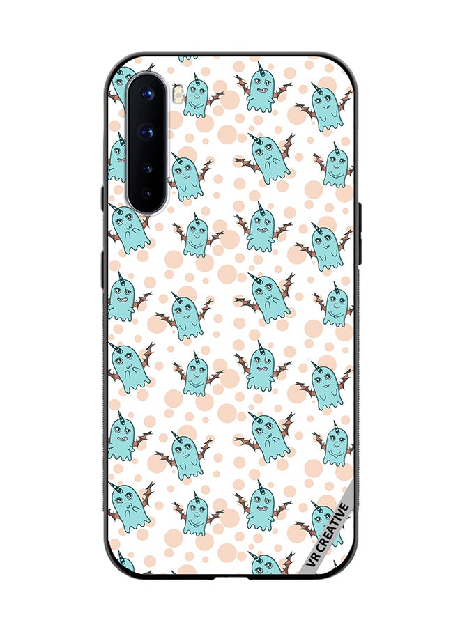 VR CREATIVE Protective Case Cover For OnePlus Nord White Background, Pattern Cute Blue Monsters, Emotions Stickers Design Multicolour - Image 1