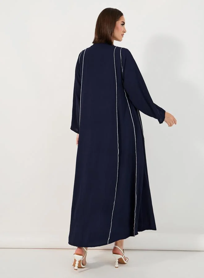 Styli Styli Overlock Seam Detail Crepe Abaya