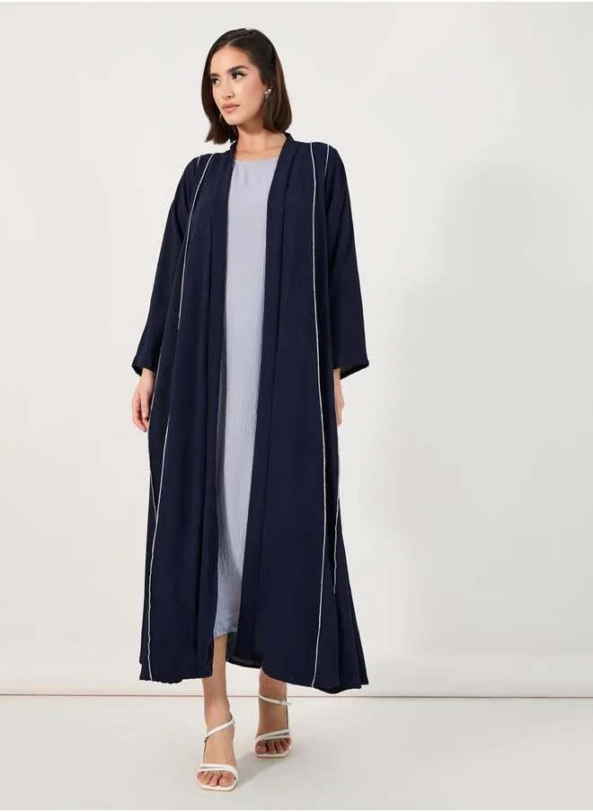 Styli Overlock Seam Detail Crepe Abaya