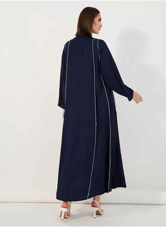 Styli Overlock Seam Detail Crepe Abaya