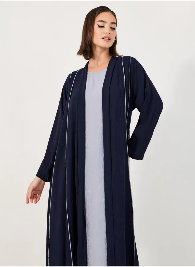 Styli Overlock Seam Detail Crepe Abaya