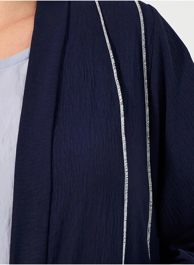 Styli Overlock Seam Detail Crepe Abaya