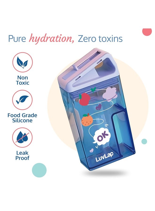 Luvlap Aqua Baby Sipper (Pink), 240ml, Touch Flow Mechanism, Leak-Proof Design, Dual-Purpose Lid, Transparent Body, Food-Grade Silicone Straw, Drop Resistant. Monitor Liquid Intake, Stain & Odor Proof - Image 2