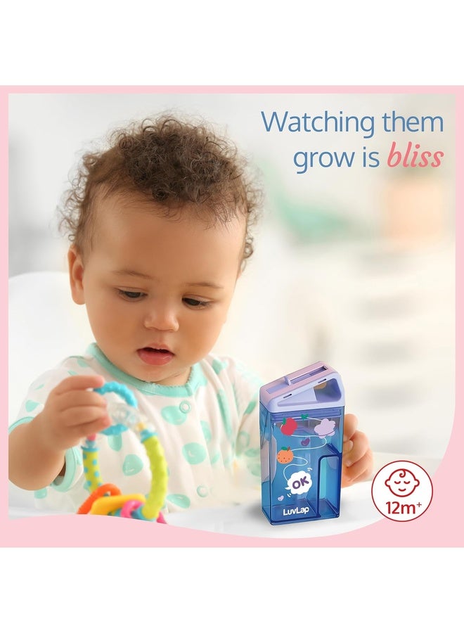 Luvlap Aqua Baby Sipper (Pink), 240ml, Touch Flow Mechanism, Leak-Proof Design, Dual-Purpose Lid, Transparent Body, Food-Grade Silicone Straw, Drop Resistant. Monitor Liquid Intake, Stain & Odor Proof - Image 3