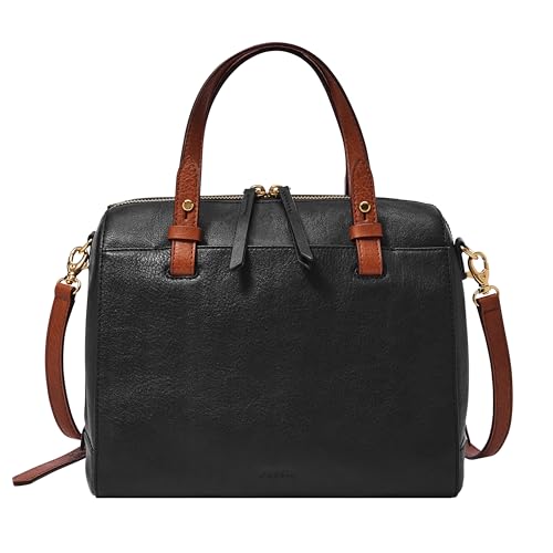 Fossil Women's Rachel Leather Satchel Purse Handbag, Black (Model: ZB7256001) - Image 1