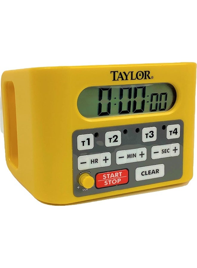 Taylor Taylor Precision Products 5839N Digital Timer, 4 Event Channel, 4.5" x 6.25", 10-Hour for Commercial Kitchens, Yellow  - Image 1