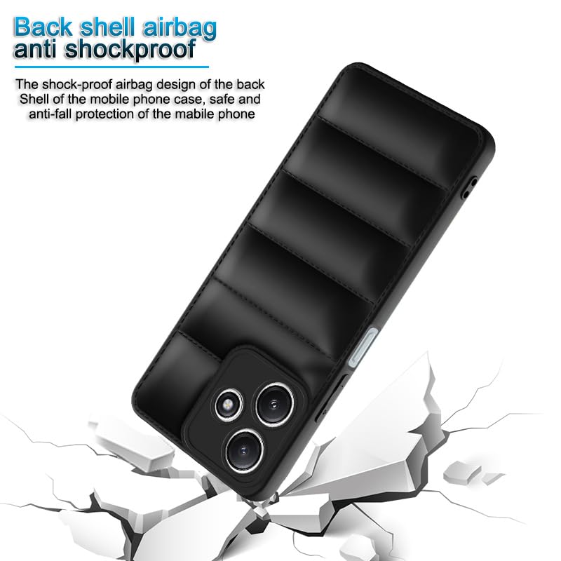 Plus Puffer Case Camera Protection Soft Back Cover for Redmi 12 5G - Black - Image 4