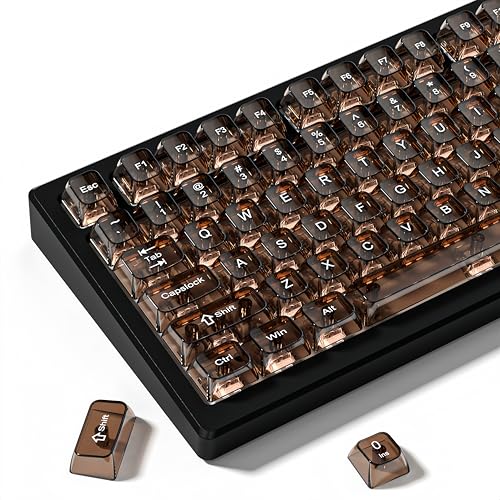 dagaladoo Coffee Clear keycaps for Mechanical Keyboard,Transparent MDA keycaps 60 75 100 Percent,Ceramic Jelly Key caps Set,Shine Through Key caps for Mx Switches Mechanical Keyboard(115key) - Image 1