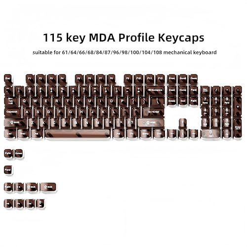 dagaladoo Coffee Clear keycaps for Mechanical Keyboard,Transparent MDA keycaps 60 75 100 Percent,Ceramic Jelly Key caps Set,Shine Through Key caps for Mx Switches Mechanical Keyboard(115key) - Image 2