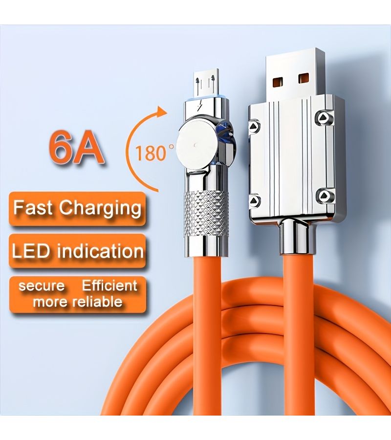 1 Meter 180 Degree Rotation USB to Micro USB Fast Charging Cable for Android PhonesTablets Orange - Image 3