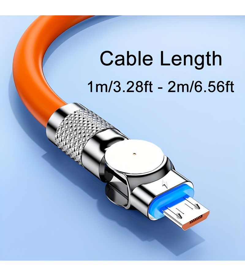 1 Meter 180 Degree Rotation USB to Micro USB Fast Charging Cable for Android PhonesTablets Orange - Image 2