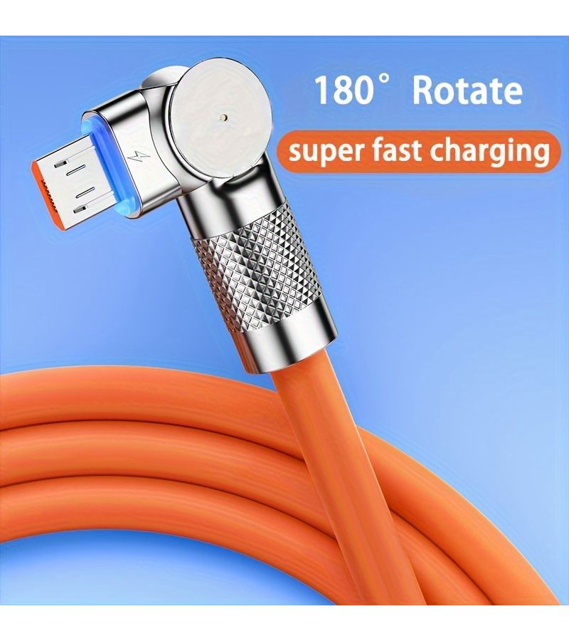 1 Meter 180 Degree Rotation USB to Micro USB Fast Charging Cable for Android PhonesTablets Orange - Image 5