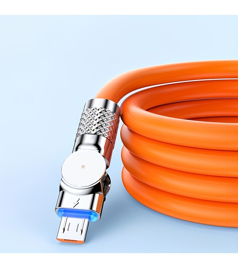 1 Meter 180 Degree Rotation USB to Micro USB Fast Charging Cable for Android PhonesTablets Orange - Image 4