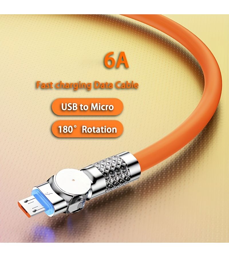 1 Meter 180 Degree Rotation USB to Micro USB Fast Charging Cable for Android PhonesTablets Orange - Image 1